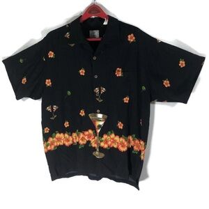 Luau "Martini Glass" Man's Hawaiian Camp Shirt XL